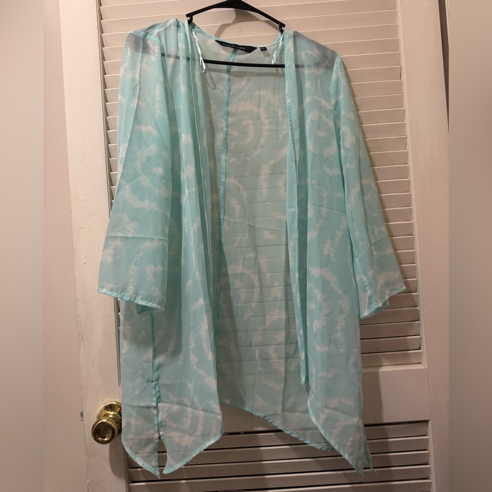 Colleen Lopez Aqua Sheer Kimono